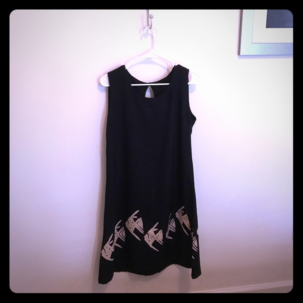 🌻 Santiki navy blue dress with fish detail